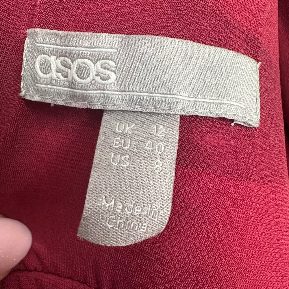 ASOS Burgundy V‑Neck Maxi Dress with Side Split - Picture 13 of 14